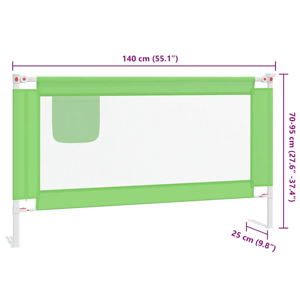 Sponda Letto di Sicurezza per Bambini Verde 140x25cm in Tessuto 10192