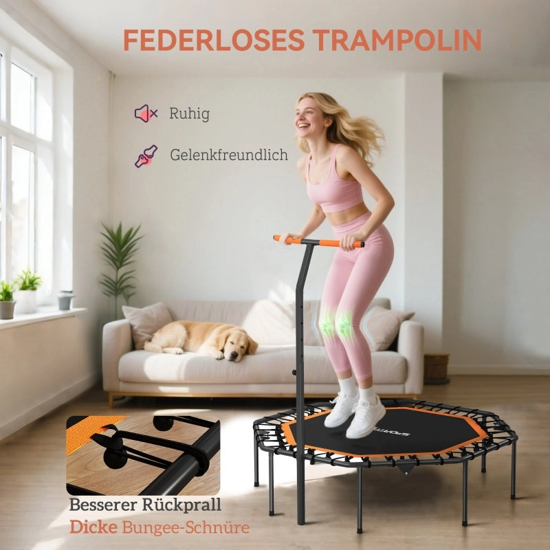 TRAMPOLINO FITNESS Pieghevole con maniglia regolabile 128x120 cm Nero