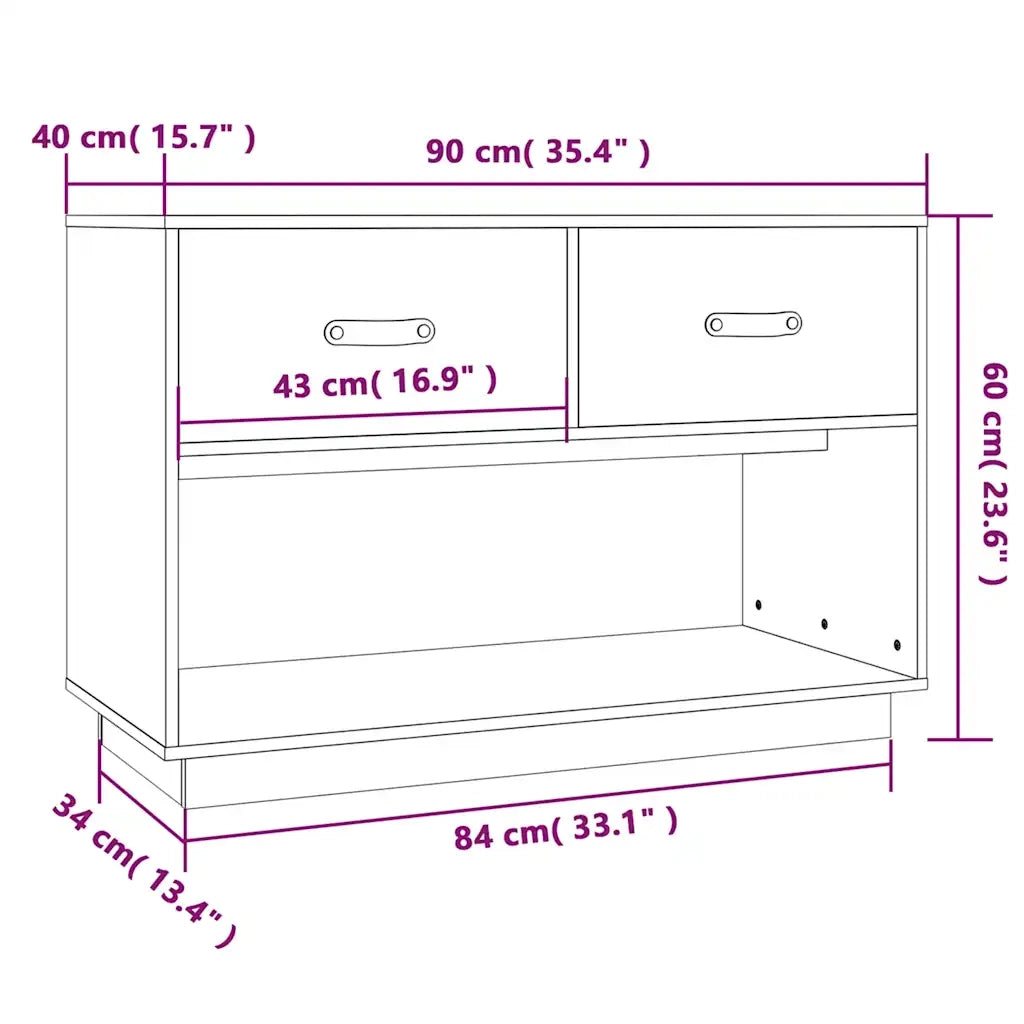 Mobile TV | Armadietto TV | Mobile Porta TV Nero 90x40x60 cm in Legno Massello di Pino