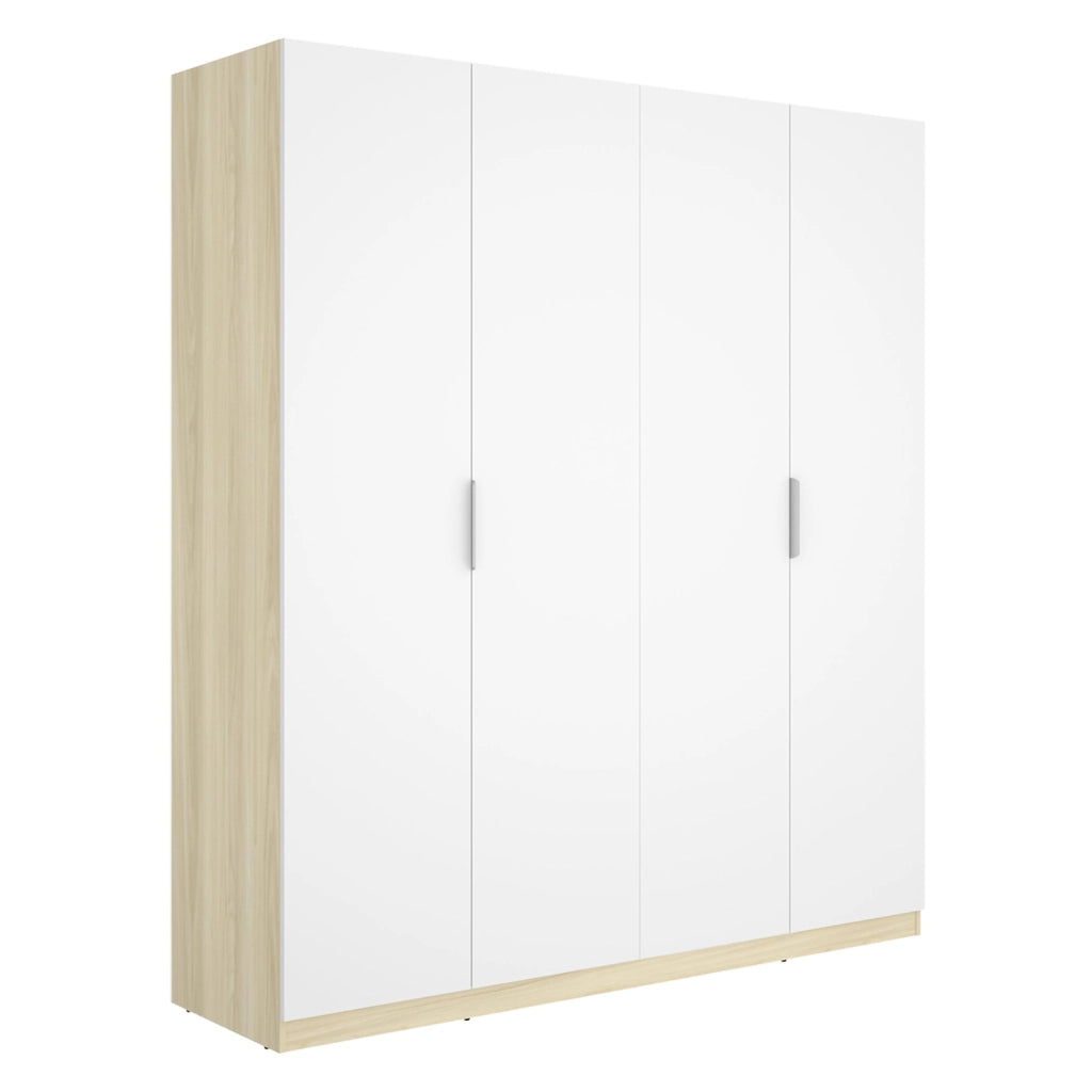 Armadio Camera da Letto Holder, Guardaroba Grande 2 Ripiani, 51x204h cm Bianco