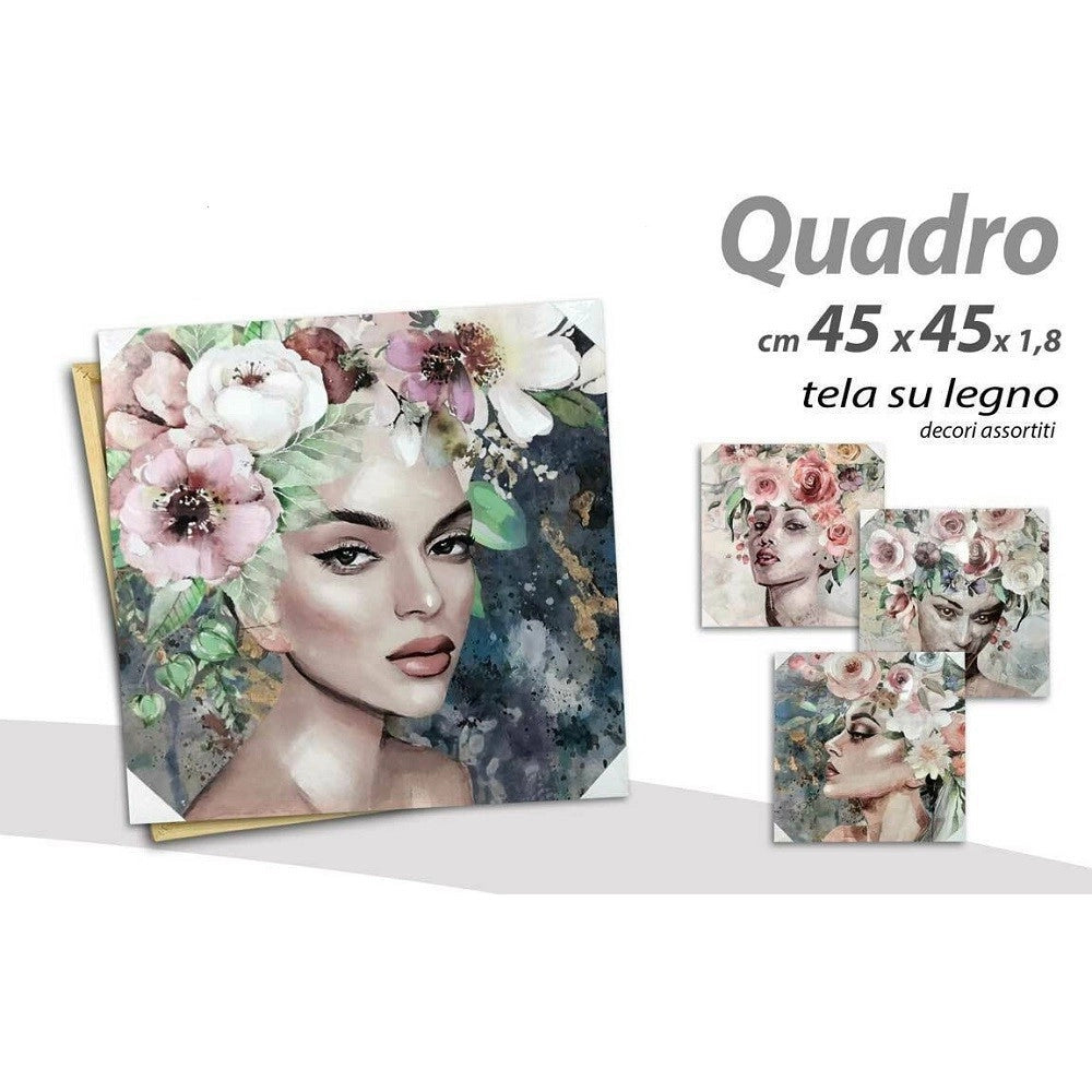 Trade Shop - Quadro Quadretto Decorativo 45x45x1,8 Cm Tela Su Legno Deluxe Decori Ass. 806667 -