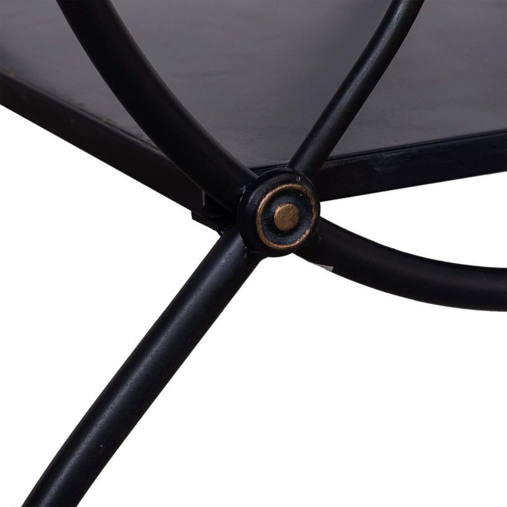 Tavolino in metallo invecchiato nero 60x38x65