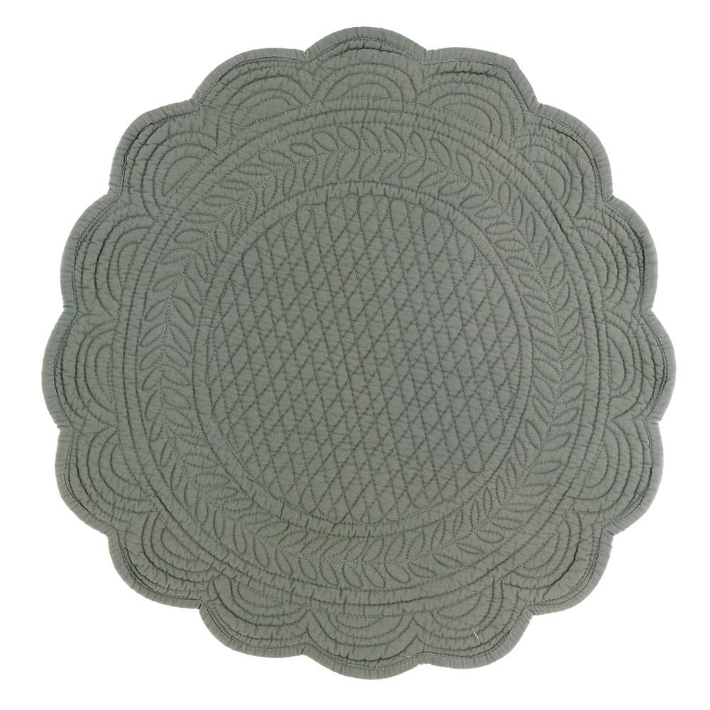 Tovaglietta Sottopiatto Trapuntata Shabby Chic Tonda Blanc Mariclò Colore: Verde