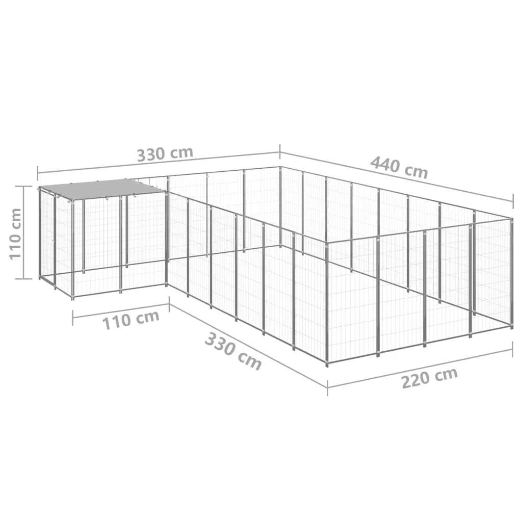 Gabbia per cani da esterno recinto per animali colore argento 10,89 m² in acciaio codice 02_0000231