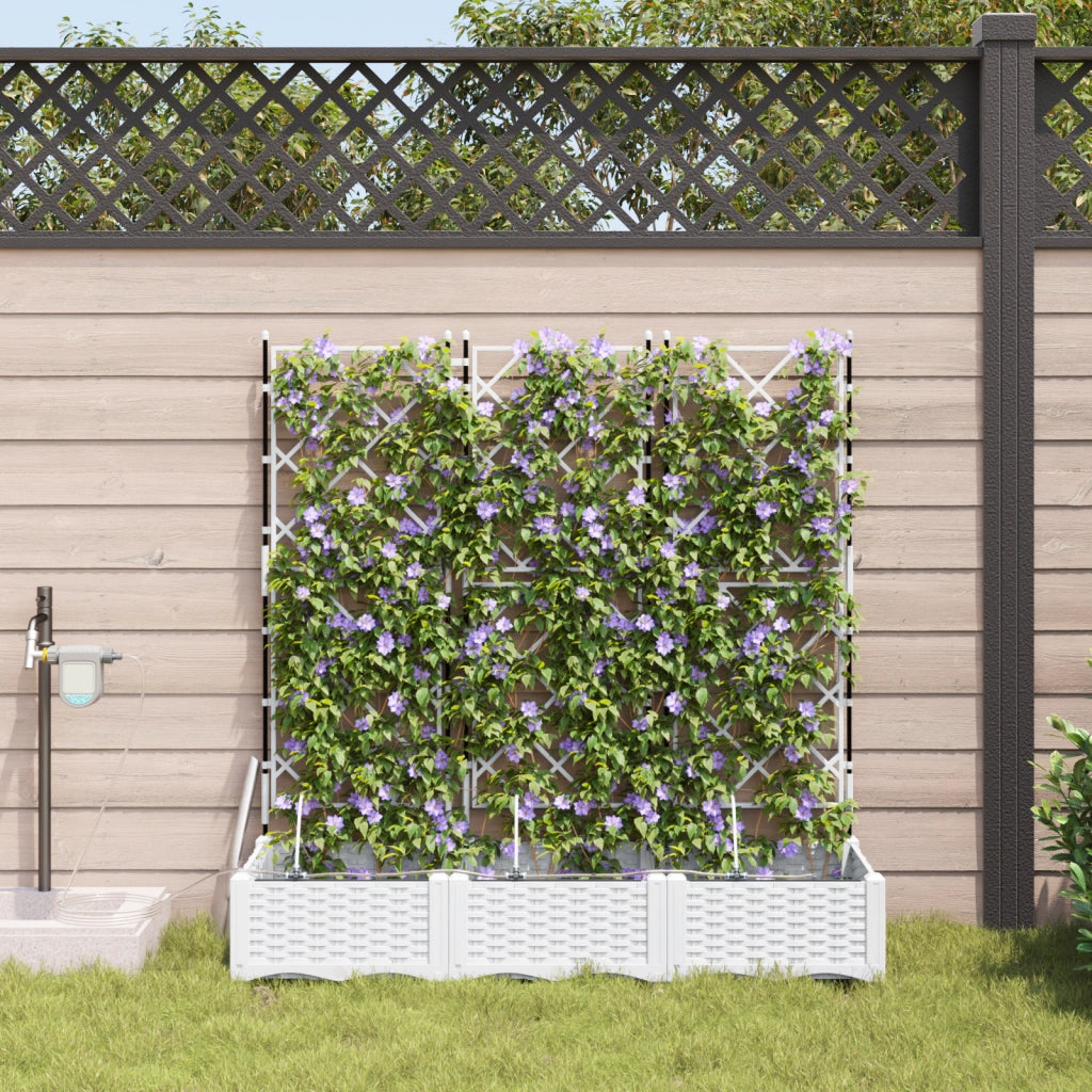 Fioriere  con sistema di irrigazione 3 pezzi Bianco