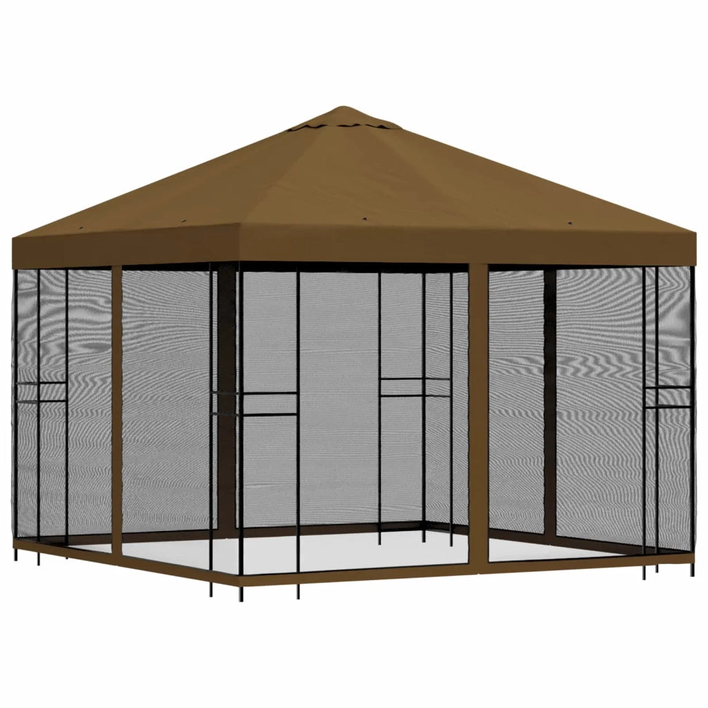 Gazebo da giardino con pareti laterali 3 x 3 m Tortora 900342
