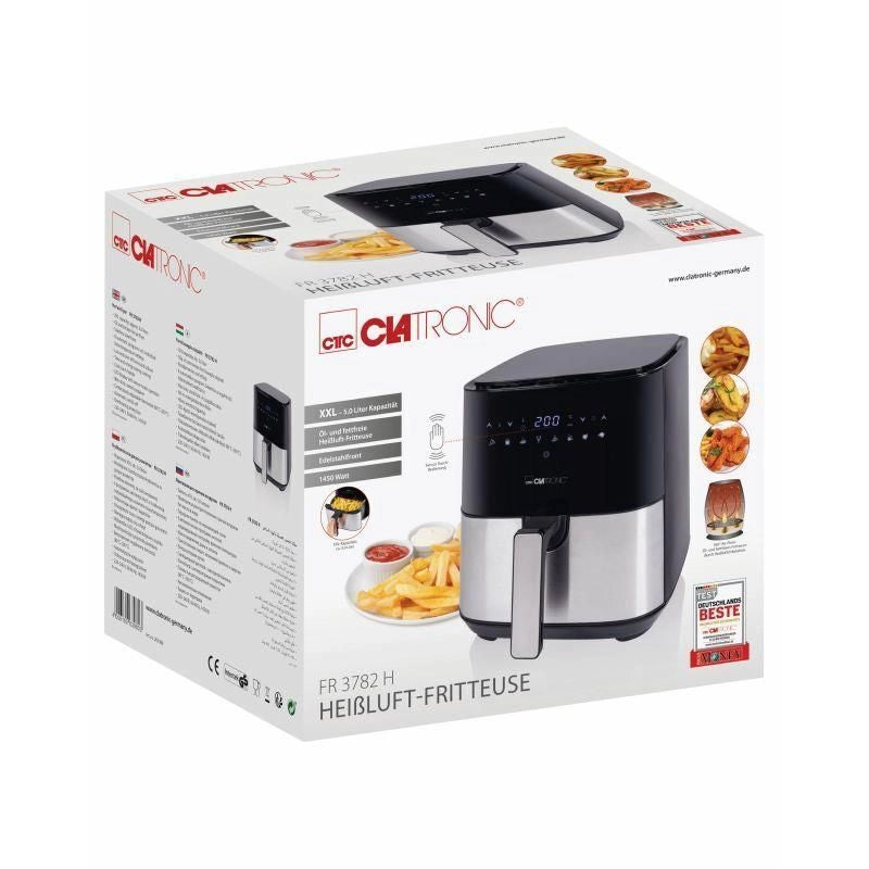Clatronic FR 3782 H Singolo 5 L Indipendente 1450 W Friggitrice ad aria calda Nero, Acciaio inossidabile