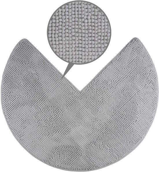 Tappeto di chenille per docce angolari con fondo antiscivolo (Rond | Dimensioni interne 45 x 45 cm, Grigio)