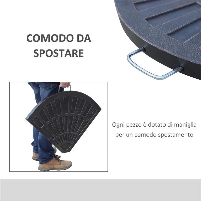 SET 2 PESI PER OMBRELLONE A BASE A CROCE DA 28 KG CON DESIGN A VENTAGLIO IN COLOFONIA 66X47X4.2 CM BRONZO