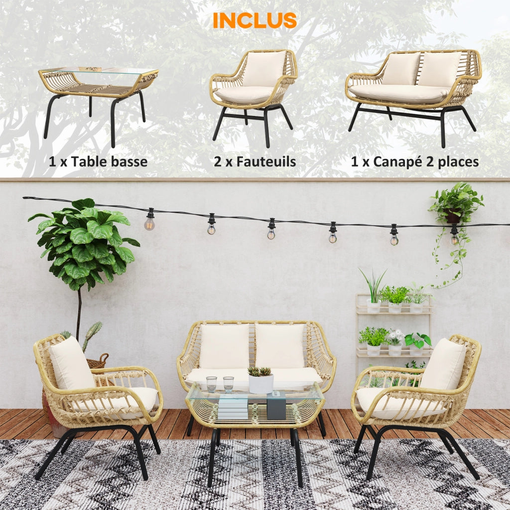 Set da giardino 4 pezzi ¨C zephmum ¨C beige polyrattan
