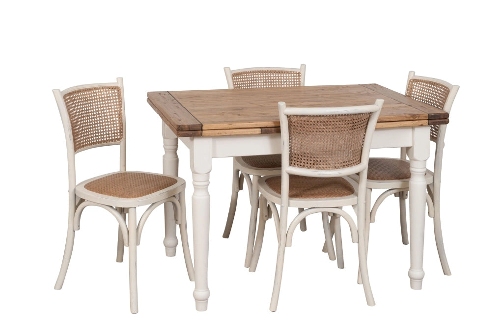 Biscottini Sedia Thonet in massello di frassino e seduta rattan finitura bianca anticata