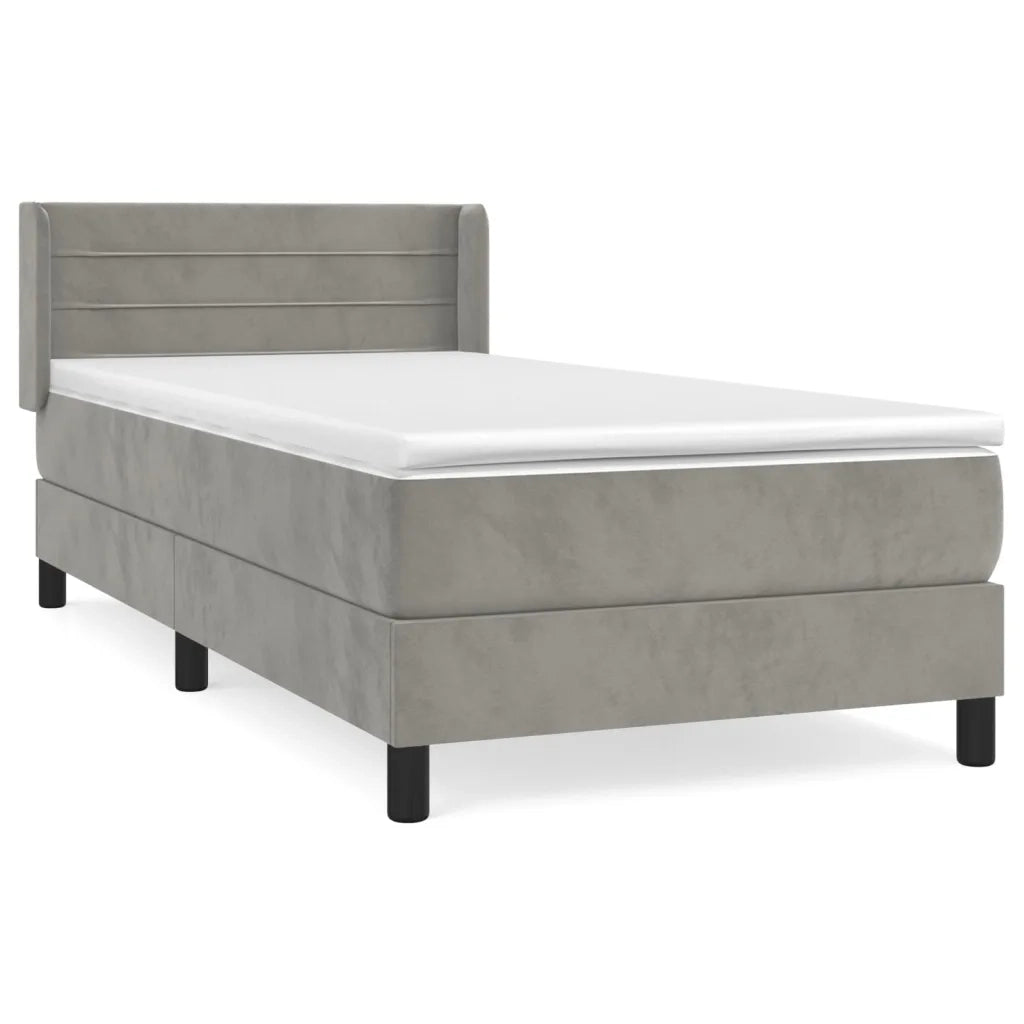 Giroletto a Molle con Materasso Grigio Chiaro 90x200 cm Velluto 3130997
