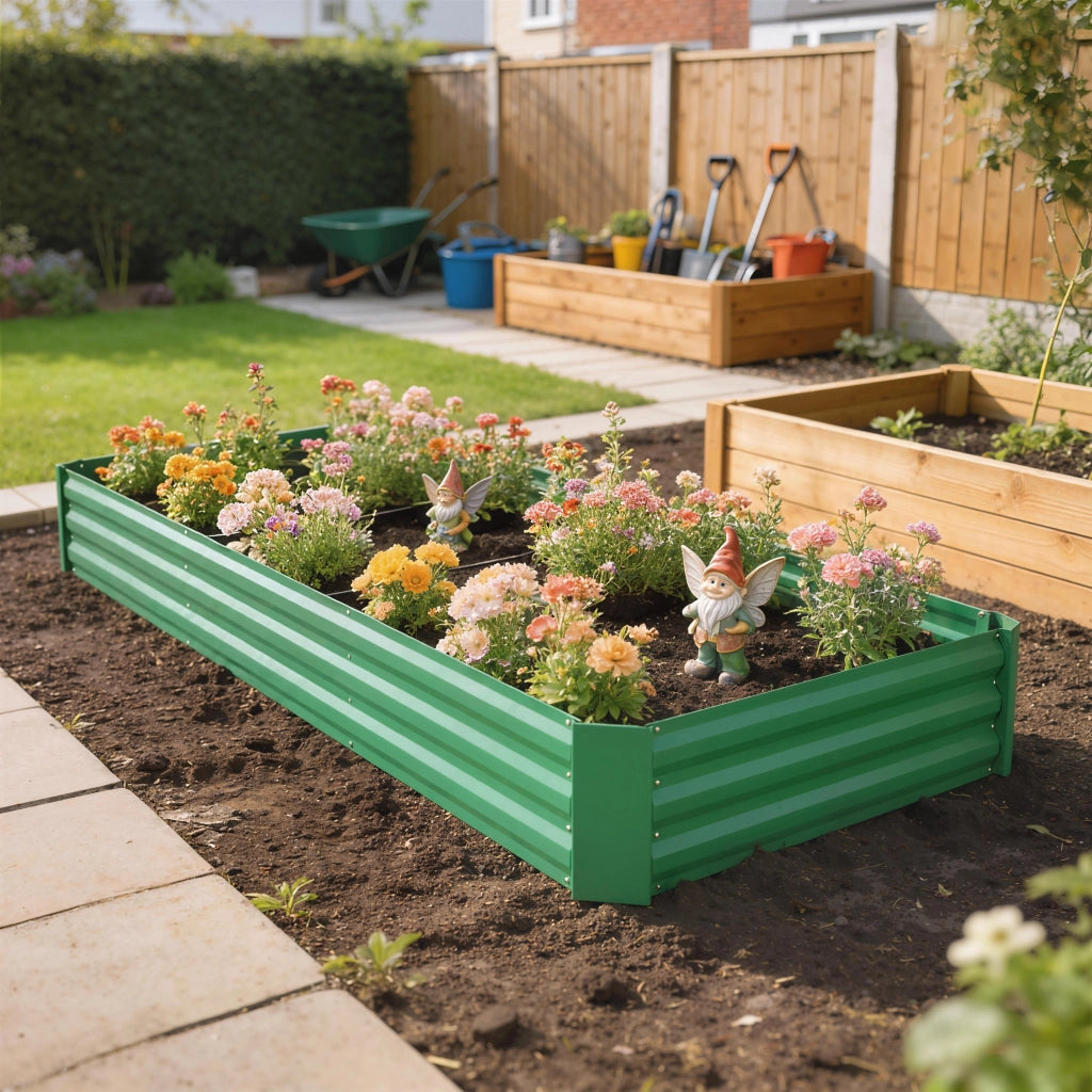 Jardiniere da esterno quadrata per orto galvanizzata 240x120x30 cm ¨C zephmum ¨C verde
