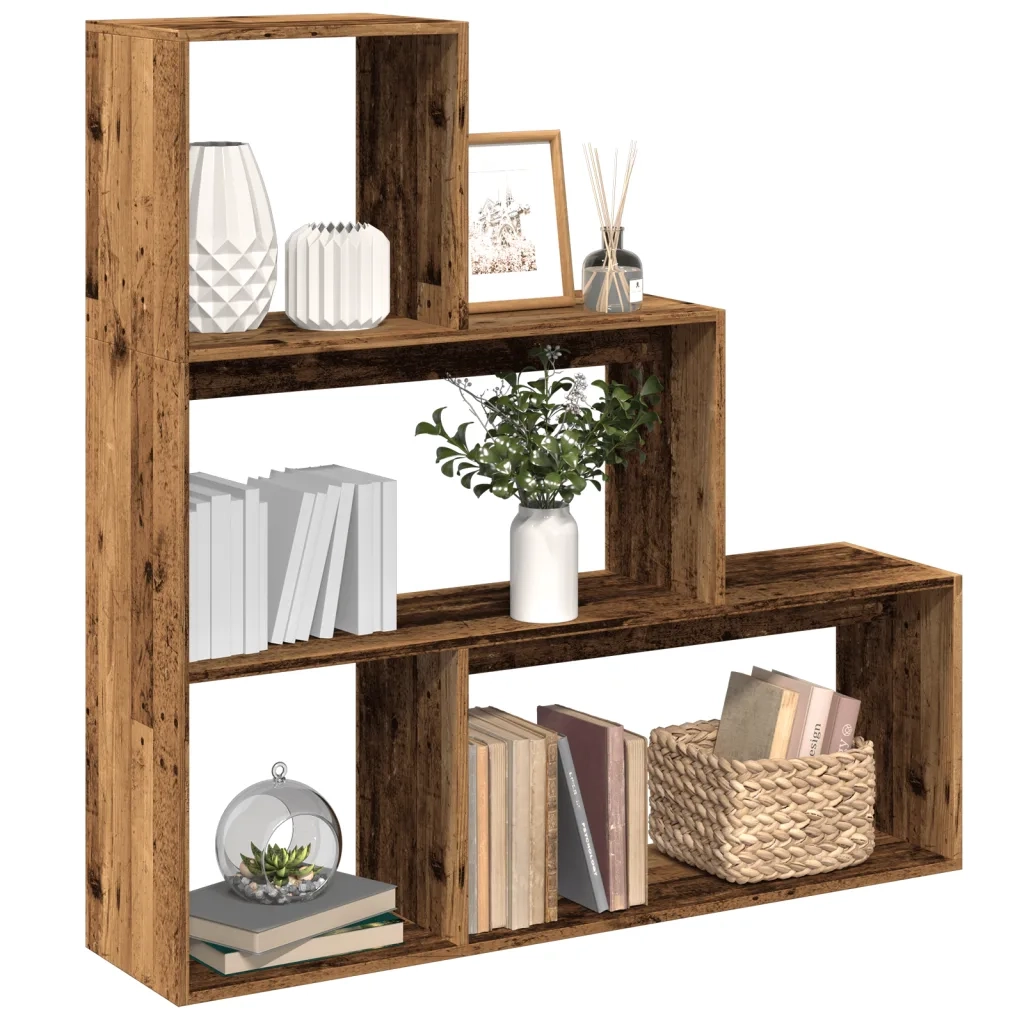 Libreria Divisorio 3Ripiani Legno Antico 123x29x123 Truciolato 857992