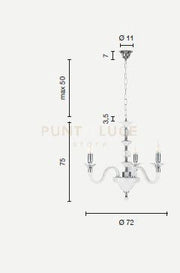 LAMPADARIO GALA 3 LUCI ATTACCO E14 ORO E TRASPARENTE D.72CM