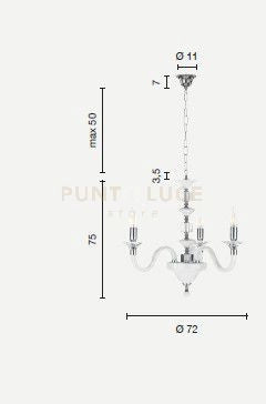 LAMPADARIO GALA 3 LUCI ATTACCO E14 ORO E TRASPARENTE D.72CM