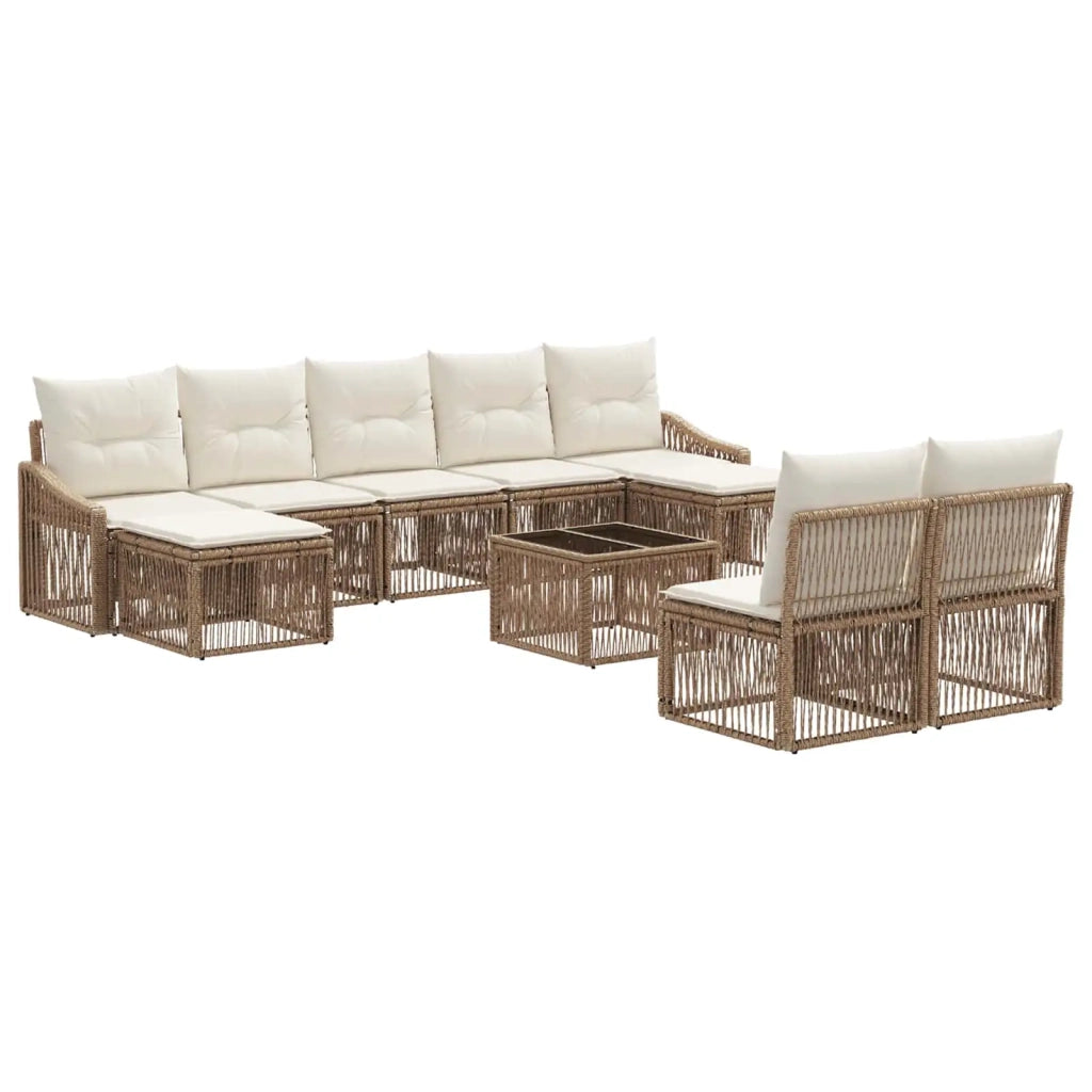 Set Divano da Giardino Regolabile 10 pcs Beige polyrattan 3436125