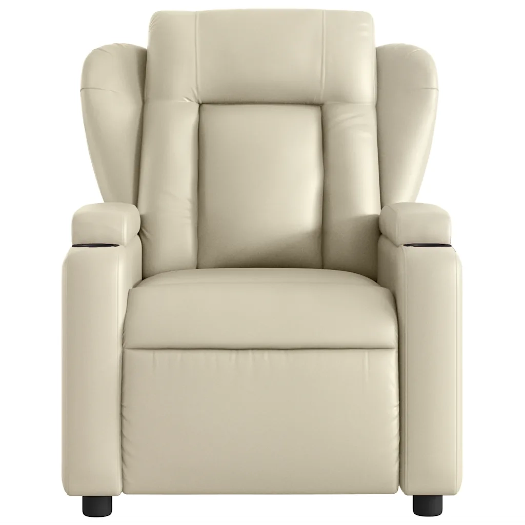 Divano Sedia-Poltrona reclinabile massaggiante in Similpelle Crema 244786