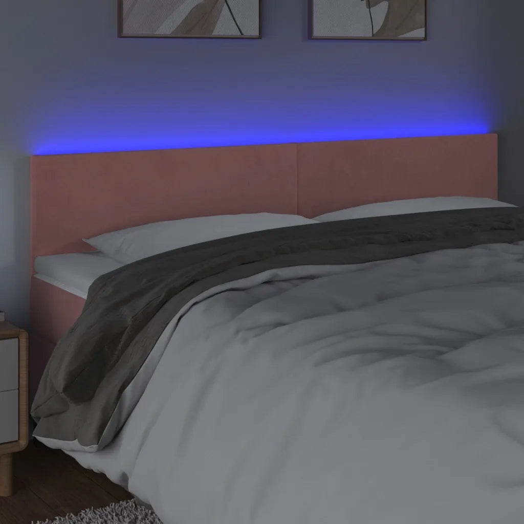 Testiera | Testata a LED Rosa 200x5x78/88 cm in Velluto