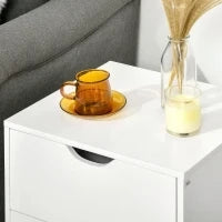 Comodino Stile Scandinavo con 2 Cassetti, 40 x 35 x 50,5 cm, Bianco e Effetto Legno