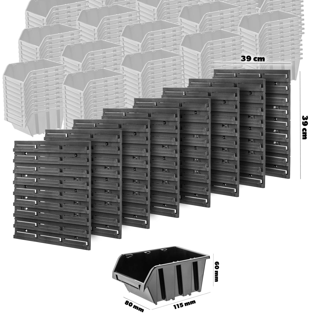 Pannello portautensili KADAX da parete per officina, 156x78 cm, 162 vassoi e contenitori per garage.