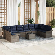 Set Divano da Giardino con cuscino 11 pcs Grigio polyrattan 3345555