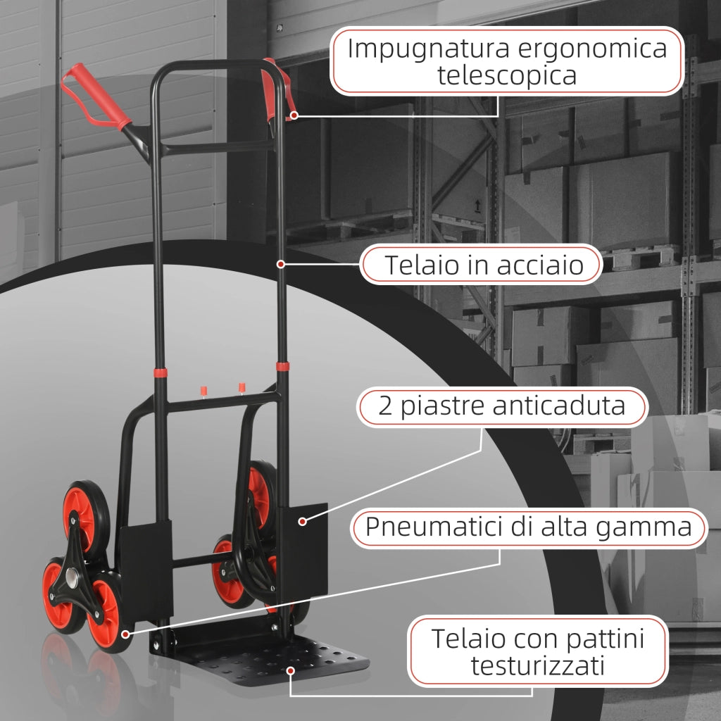 Carrello Portapacchi Pieghevole ¨C zephmum ¨C Rosso e Nero, Metallo, 44x38x106.5 cm
