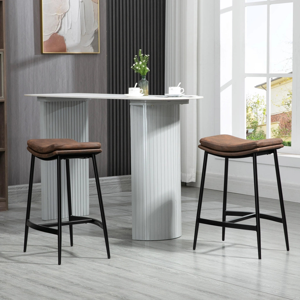 Sgabello da Bar ¨C zephmum ¨C Marrone e Nero 48.5x38.5x68.5 cm