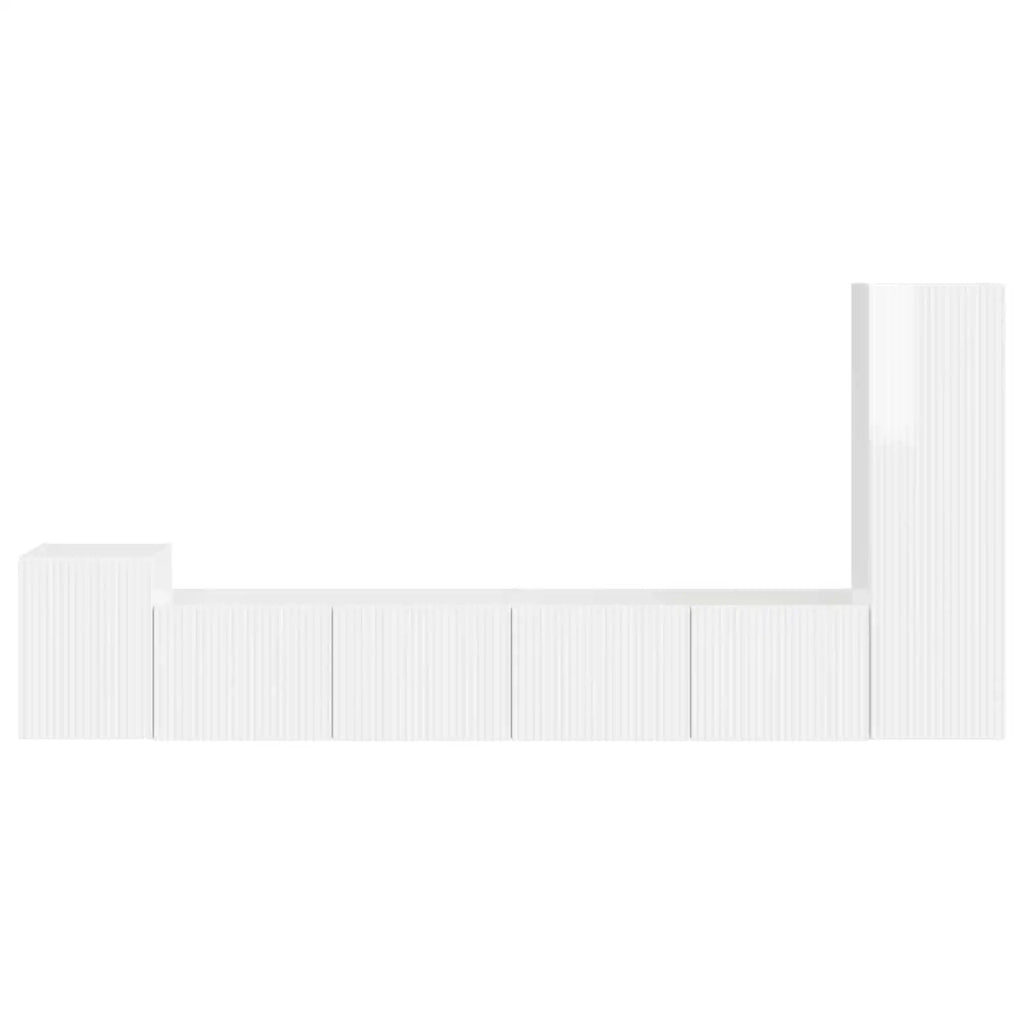 Set mobile TV 3 pcs Bianco Lucido Legno multistrato