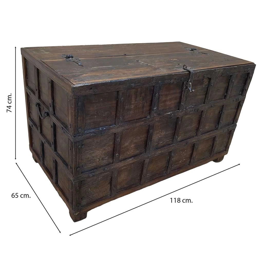 Baule in legno fatta a mano 118x65x74h cm