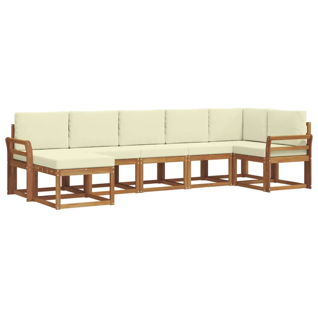 Set di divani da esterno con cuscino 7 pcs Naturale e Crema