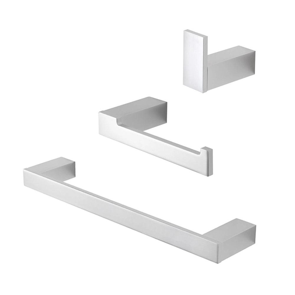 Set con appendino, porta rotolo e porta salviette a muro argento Sky