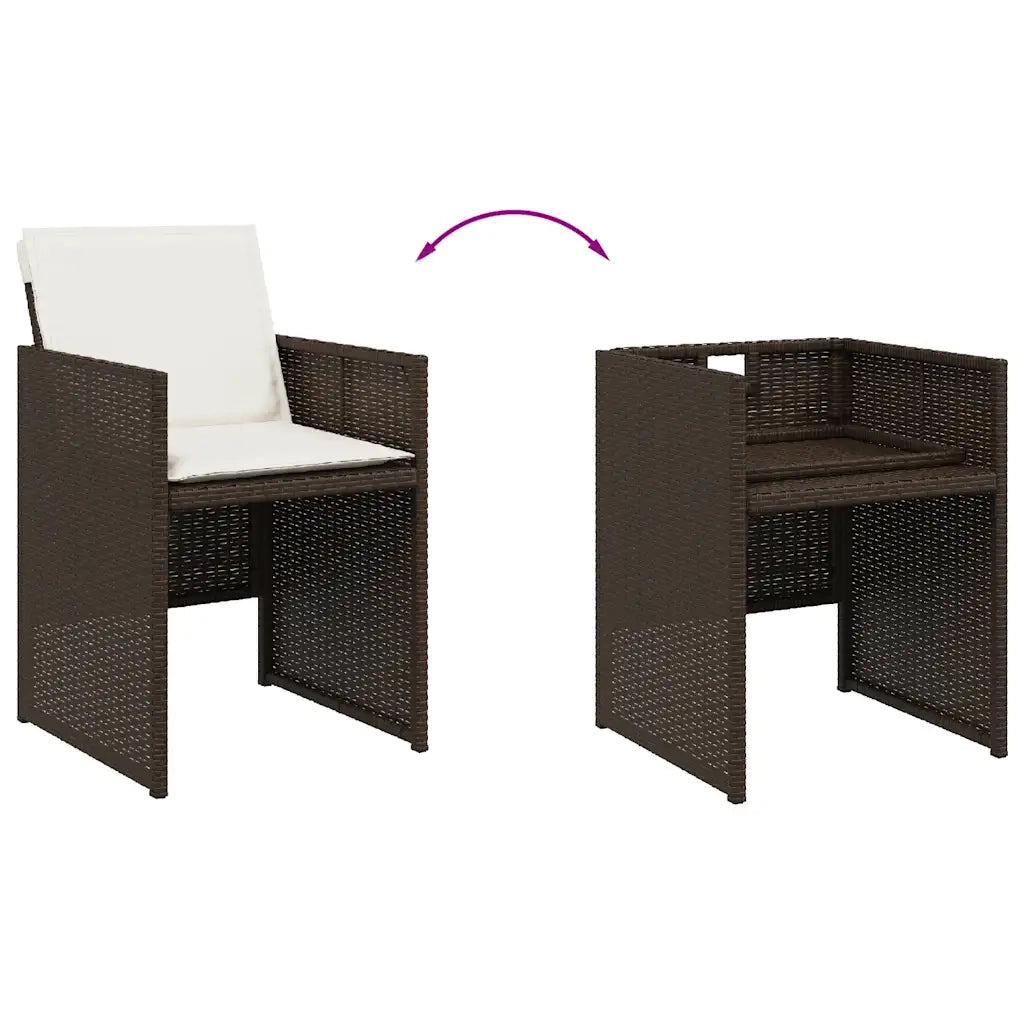 Sedie da Giardino con Cuscini 4 pz | Sedie da Esterno Marroni in Polyrattan