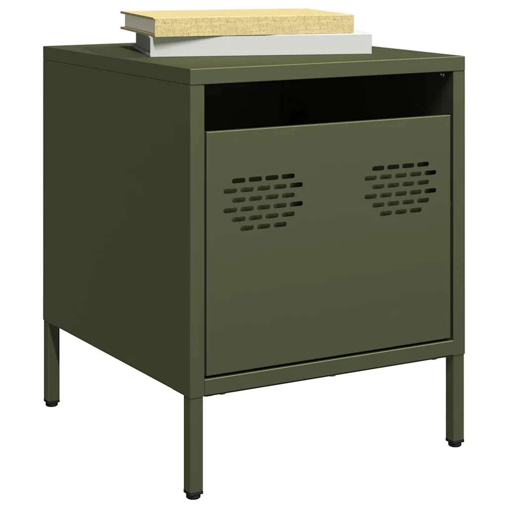 vidaXL Comodini 2 pz Verde Oliva 35x39x43,5 cm in Acciaio
