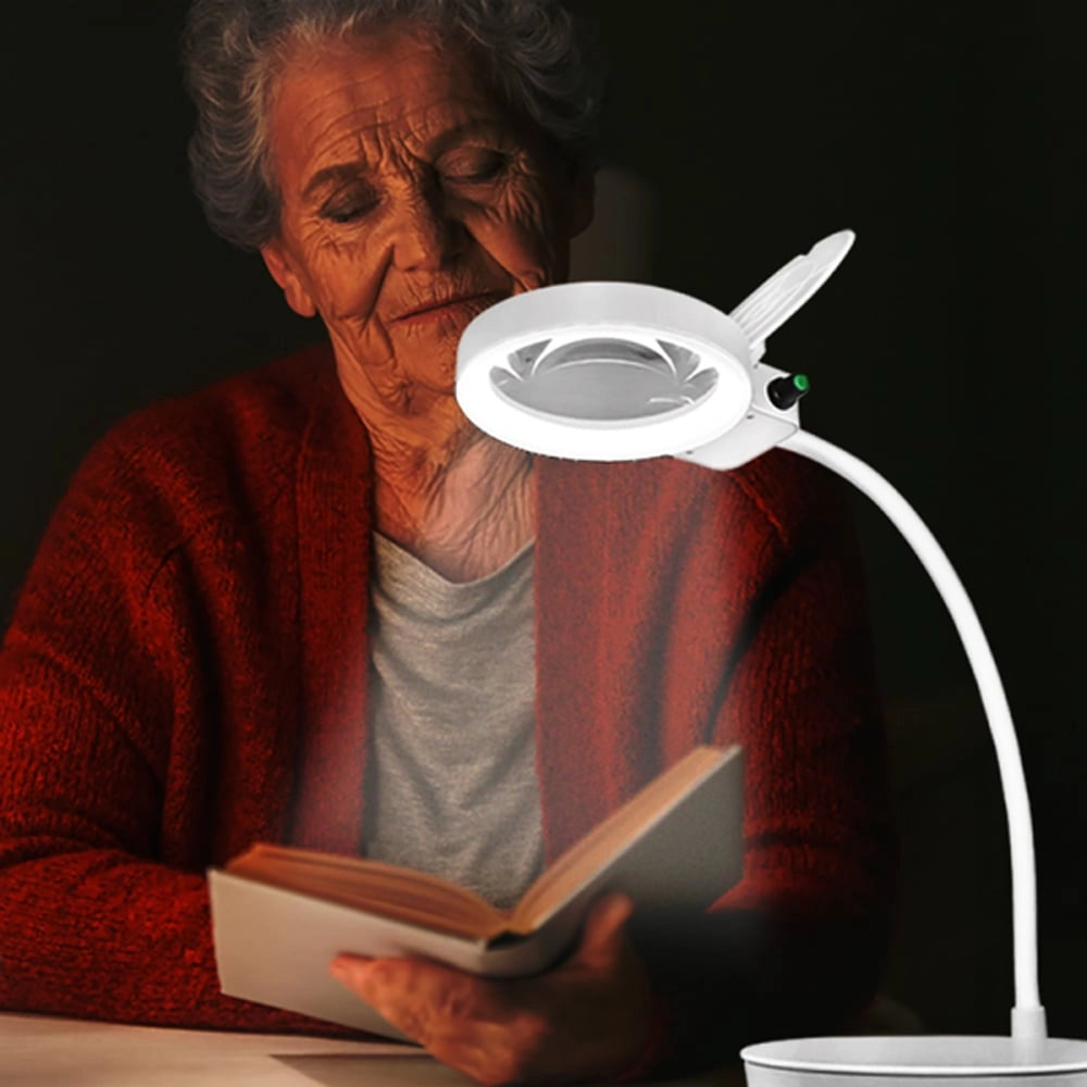 Lampada LED da Tavolo con Lente d'ingrandimento a 8 e 36 Diottrie Dimmerabile