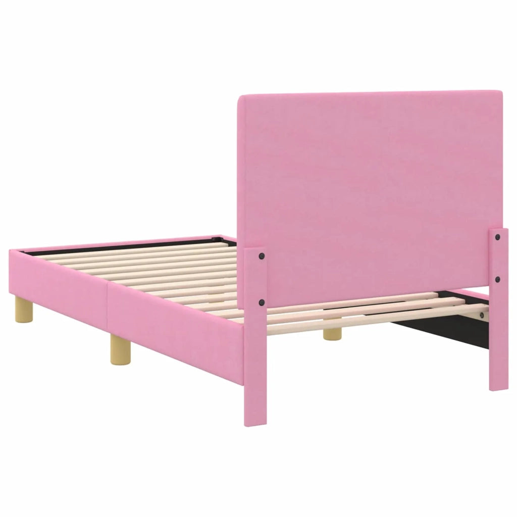 Struttura letto Bambini | Letto Infantile | Lettino con testata Rosa 80 x 160 cm Tessuto