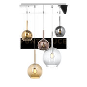 SOSP. CROMO RETTANGOLARE 5 LUCI VETRI (1 GRANDE TR+1 MEDIO AM +3 PICCOLO(1X RA+1X CR+1 X OR) 1155CR-S5 RMIX-MC