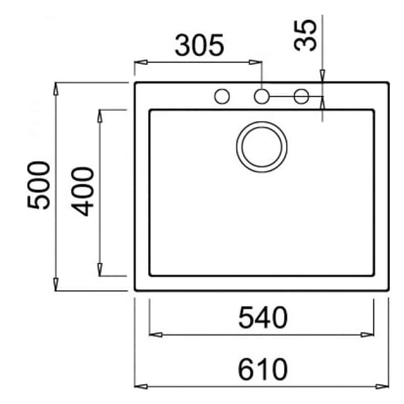 Lavello Elleci Incasso 1 vasca 61x50 Quadra 110 Granitek Avena LGQ11051