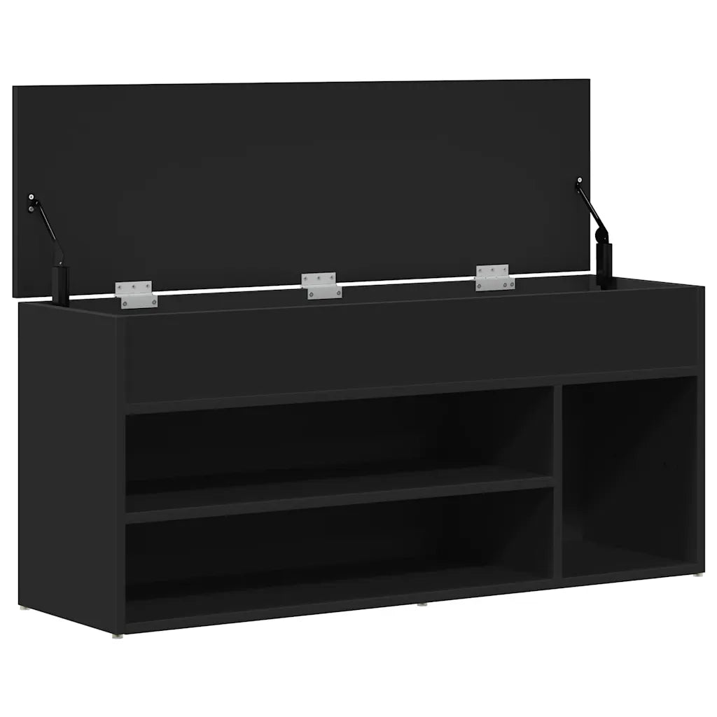 Panca Porta Scarpe Nera 102x30,5x45 cm in Legno Multistrato 862704