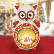 Trade Shop - Lanterna Ceramica Gufo Con Candela Elettrica 28 Cm Decorazioni Natalizie -
