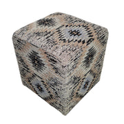 Pouf Solitaire 200 in cotone grigio a trama etnica