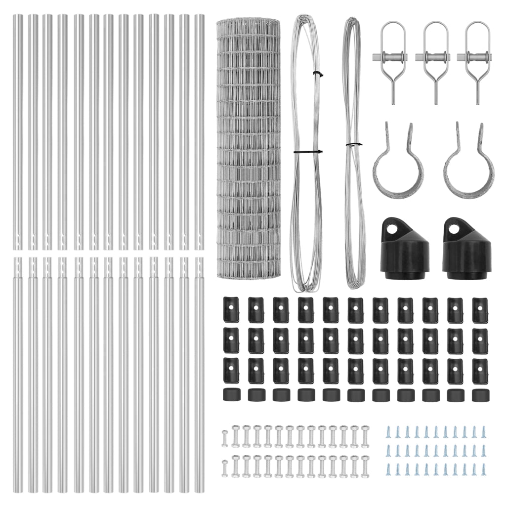 Recinzione Euro con 13 Post 1.2x25 m Acciaio zincato
