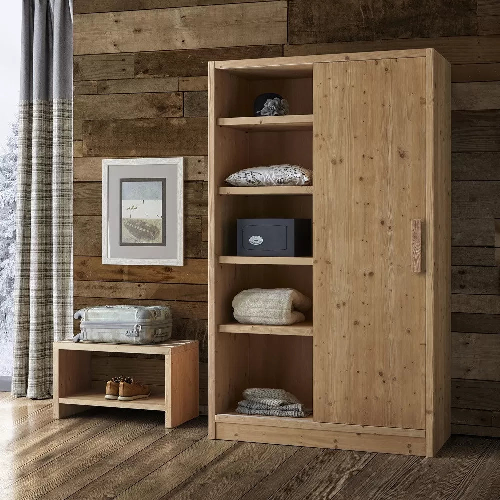 Armadio cortina 1 anta scorrevole legno massello di abete 125x55x220 - Mobili 2G