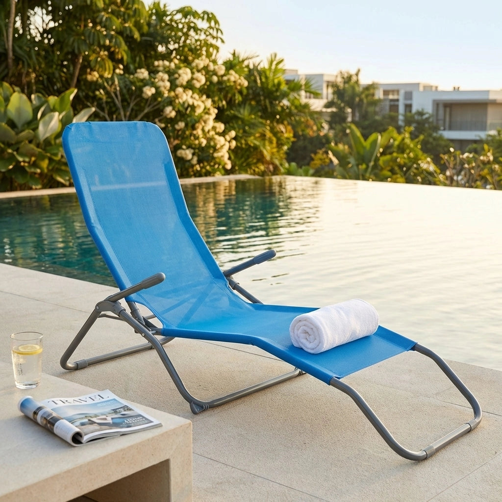 Sdraio mare prendisole Pieghevole  in Acciaio Textilene cm 135x60x95 - LONNY