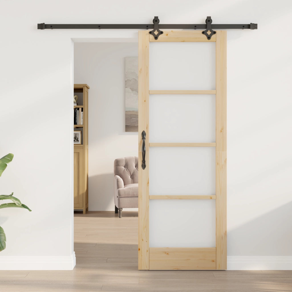 Porta scorrevole  con set hardware 'ORKDAL'Legno massello e vetro