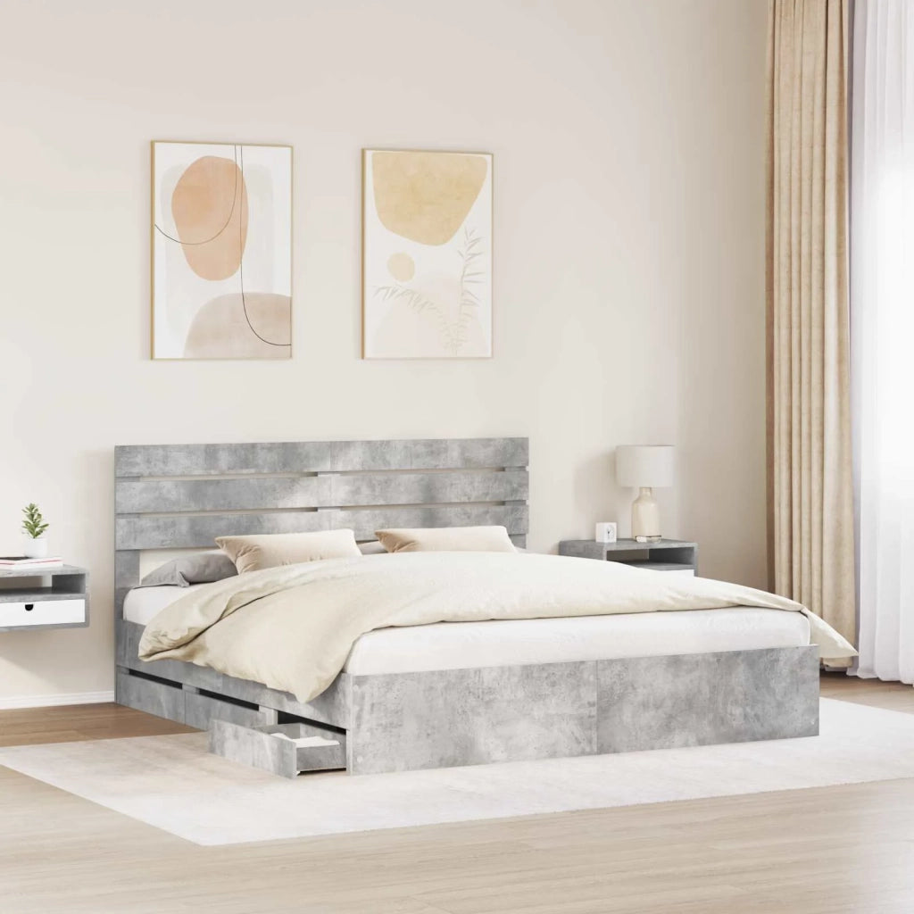 Struttura del letto con cassetto Grigio cemento 180 x 200 cm 3411486