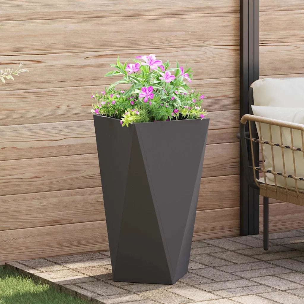 2 pz Fioriera | Cassetta per fiori | Vaso Nero 40 x 40 x 75 cm Acciaio
