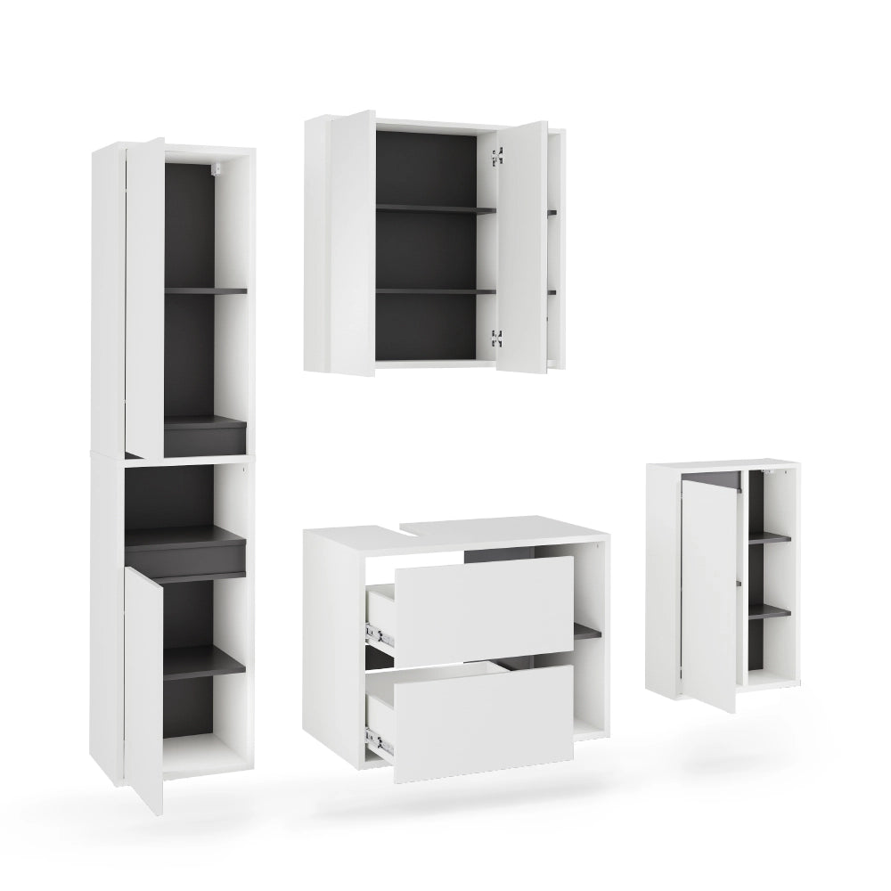 Vicco Set di mobili da bagno Bianco/Grigio 4 parti