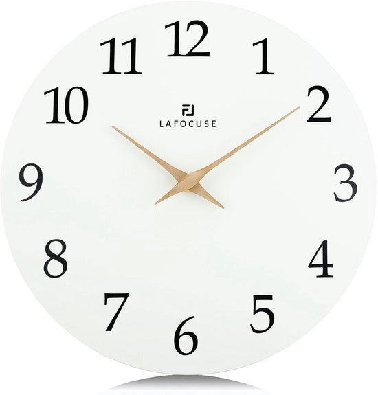 Orologio da Parete in MDF 30cm senza Suono di Tic, Orologio da Parete Moderno Silenzioso a Batterie, Facile da Leggere per Sala, Camera, Cucina, Ufficio
