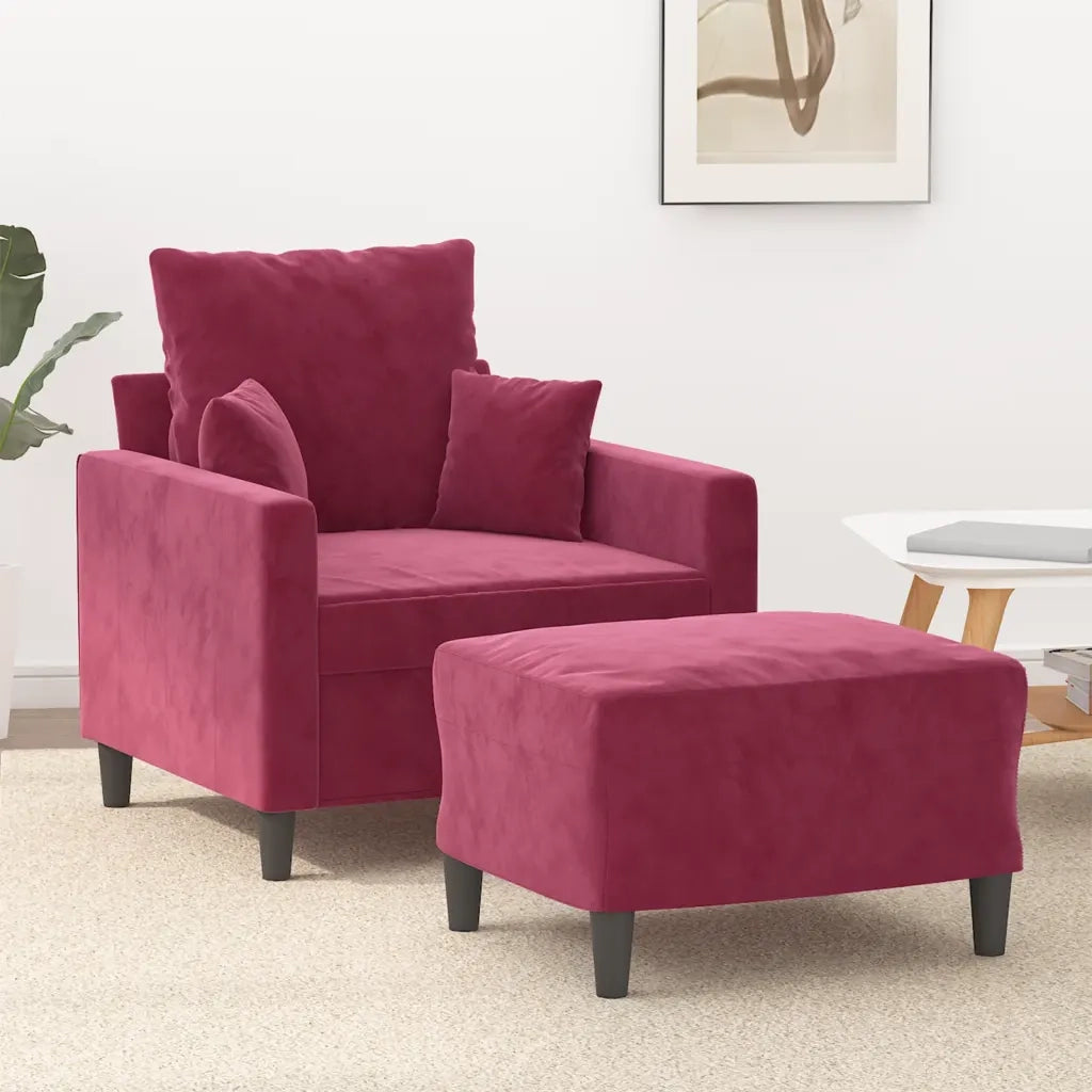 Poltrona | Sedia Relax con Poggiapiedi Rosso Vino 60 cm in Velluto